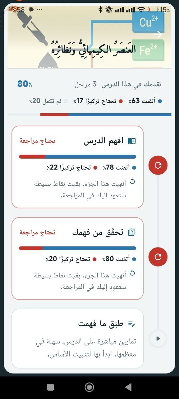 واجهة حقيقية من الدرس: تقدم المحطات وتفقد ما فهمته وطبق ما فهمت